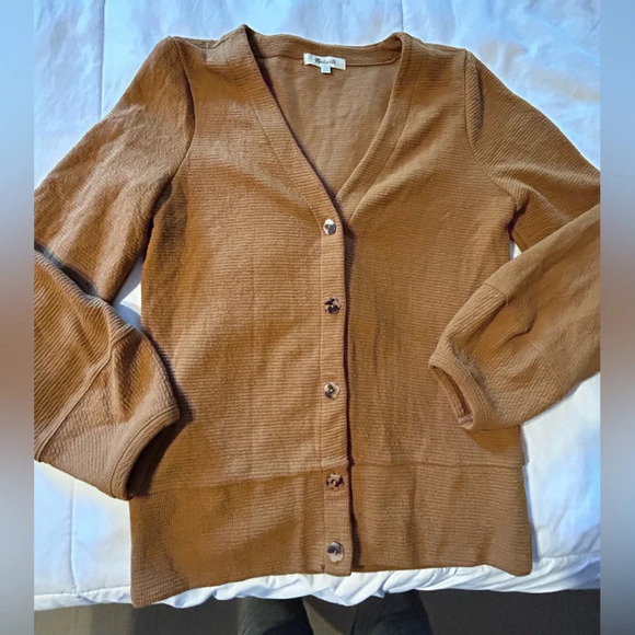 Madewell Pieced-Sleeve Cardigan Sweater - Picture 1 of 8